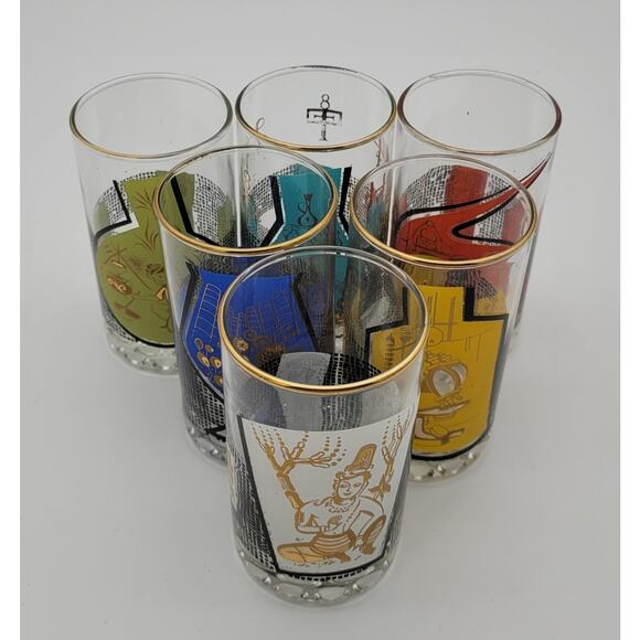 Vintage Roerig Pfizer Pharmaceutical Promo Glasses Set of 6 MCM 1960's READ - Picture 3 of 10